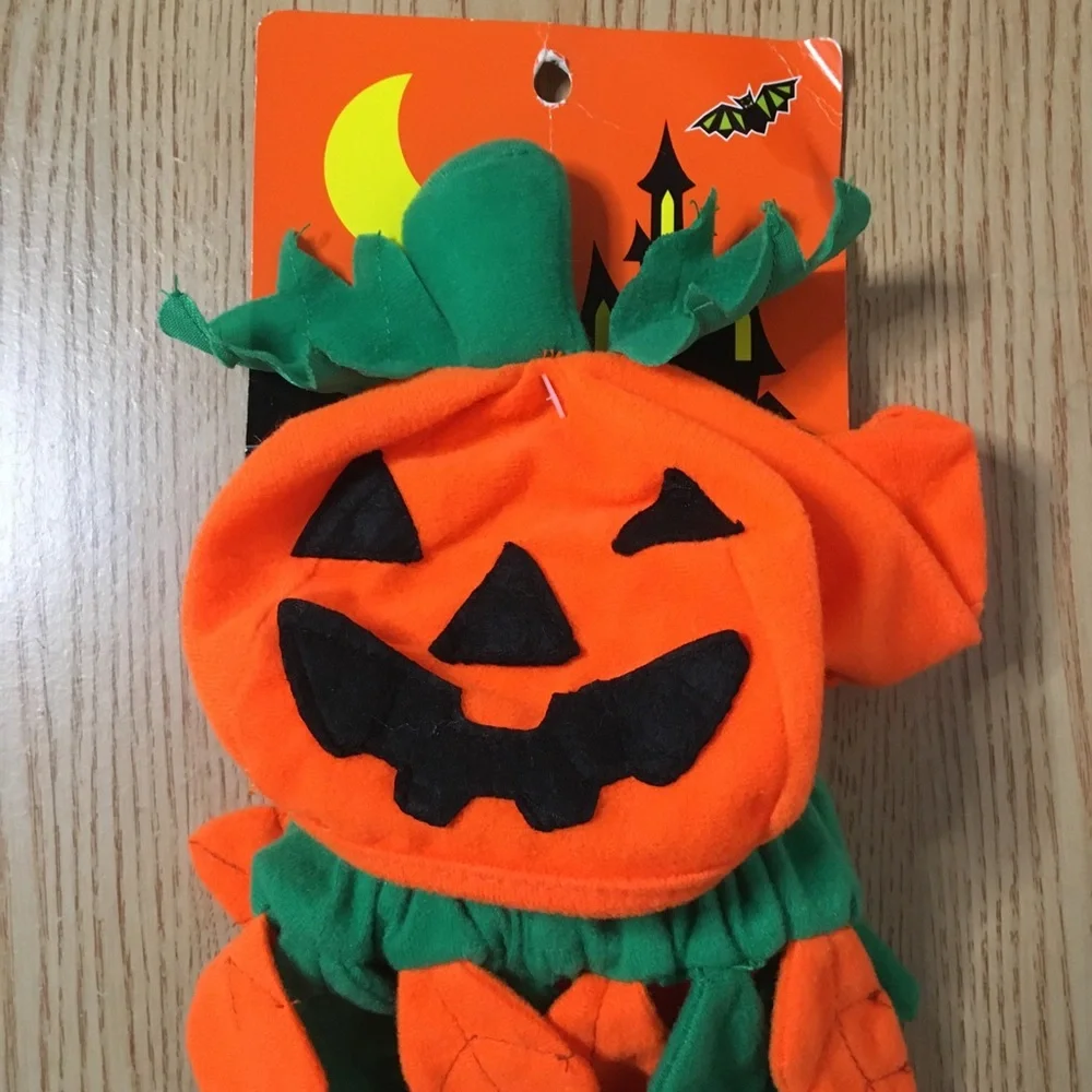 #1 New Doggie 🐶 2Pc Pumpkin Halloween 🎃 Costume Hat 9.5” Collar 4.5” Across